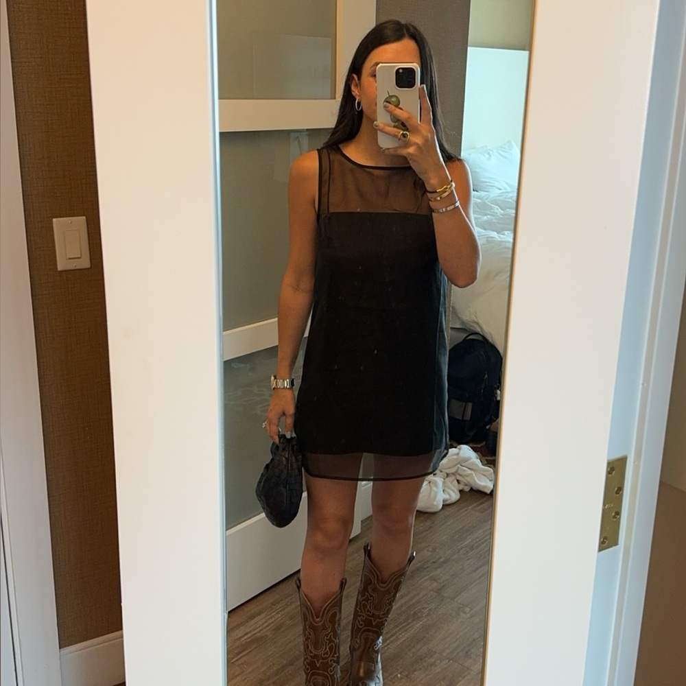 Reformation sheer mini dress